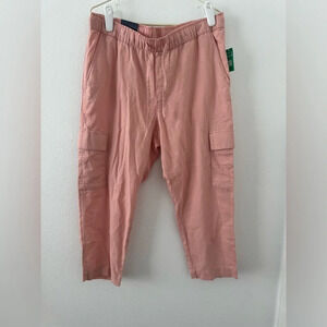 Gap Mid Rise Easy Linen-Blend Ankle Pants Casual Cargo Size Large Petite NWT